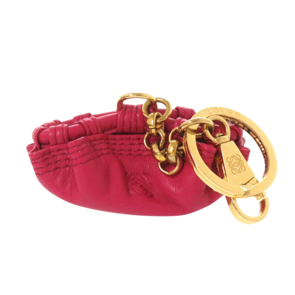 Loewe Nappa Aire Leather Pink Gold Hardware Keychain Accessory Bag Charm 1551...
